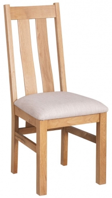 Product photograph of Appleby Oak Arizona Dining Chair With Beige Fabric Seat Pad Sold In Pairs from Choice Furniture Superstore
