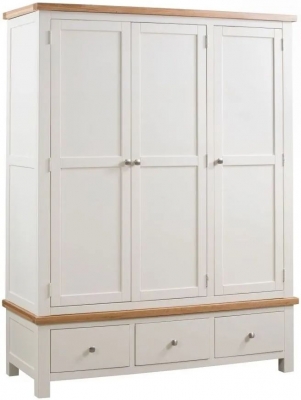 Product photograph of Lundy Painted 3 Door Triple Wardrobe - Comes In Ivory Painted White Painted And Bluestar Painted Options from Choice Furniture Superstore