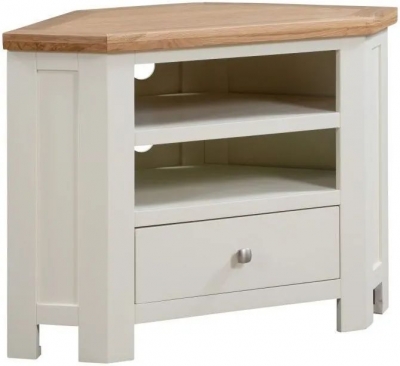 Lundy Painted 90cm Corner TV Unit - Comes in Ivory Painted, White Painted and Bluestar Painted Options