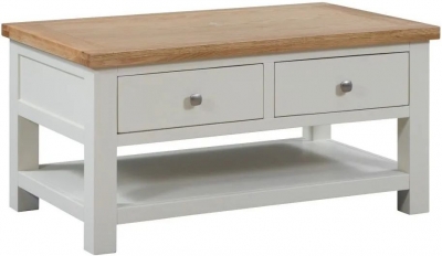 Product photograph of Lundy Painted Storage Coffee Table - Comes In Ivory Painted White Painted And Bluestar Painted Options from Choice Furniture Superstore