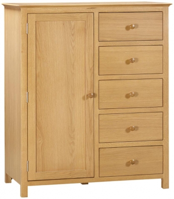 Product photograph of Arlington Oak 1 Door 5 Drawer Combination Wardrobe from Choice Furniture Superstore