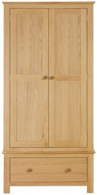 Product photograph of Arlington Oak 2 Door 1 Drawer Double Wardrobe from Choice Furniture Superstore