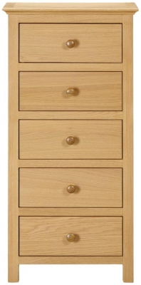 Product photograph of Arlington Oak 5 Drawer Wellington Chest from Choice Furniture Superstore