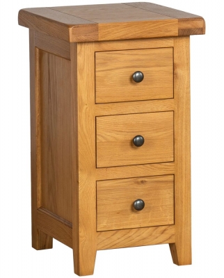 Product photograph of Oakland Oak Compact 3 Drawer Bedside Cabinet from Choice Furniture Superstore