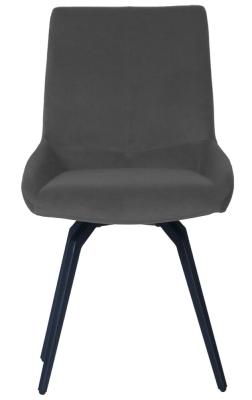 Malcom Dark Grey Velvet Fabric Swivel Dining Chair Sold In Pairs