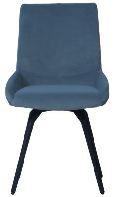 Malcom Light Blue Velvet Fabric Swivel Dining Chair Sold In Pairs