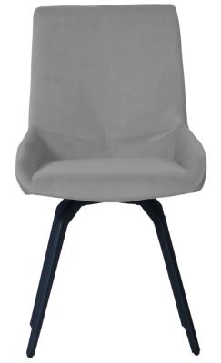 Product photograph of Malcom Light Grey Velvet Fabric Swivel Dining Chair Sold In Pairs from Choice Furniture Superstore