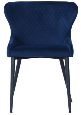 Product photograph of Olean Navy Blue Velvet Fabric Dining Chair Sold In Pairs from Choice Furniture Superstore