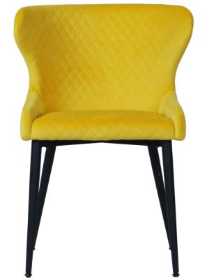 Product photograph of Olean Yellow Velvet Fabric Dining Chair Sold In Pairs from Choice Furniture Superstore
