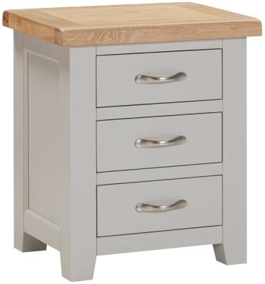 Wilmont 3 Drawer Painted Bedside Cabinet Comes In Moon Grey Painted White Painted And Ivory Painted Options