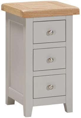 Wilmont 3 Drawer Painted Compact Bedside Cabinet Comes In Moon Grey Painted White Painted And Ivory Painted Options