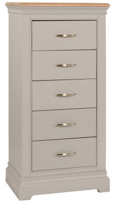 Annecy Moon Grey Painted 5 Drawer Wellington Chest