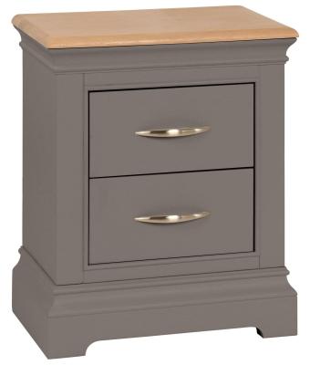 Annecy Warm Grey Painted 2 Drawer Bedside Cabinet