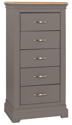 Annecy Warm Grey Painted 5 Drawer Wellington Chest