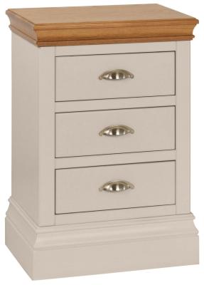 Versailles Cobblestone Grey Painted 3 Drawer Bedside Cabinet