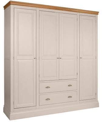 Versailles Cobblestone Grey Painted 4 Door Combi Wardrobe