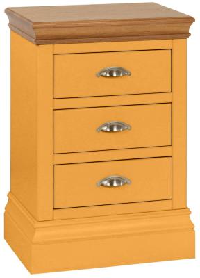 Versailles Orange Mustard Painted 3 Drawer Bedside Cabinet