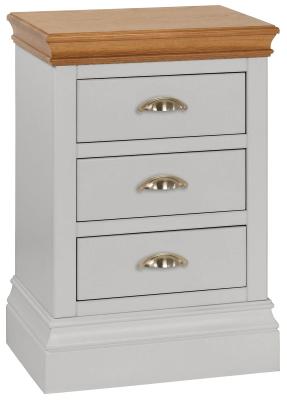 Versailles Moon Grey Painted 3 Drawer Bedside Cabinet