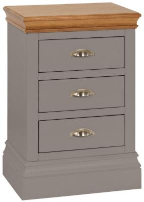 Versailles Warm Grey Painted 3 Drawer Bedside Cabinet