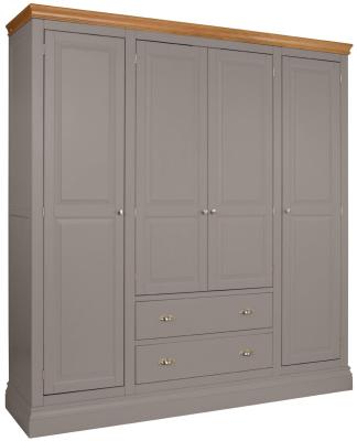 Versailles Warm Grey Painted 4 Door Combi Wardrobe