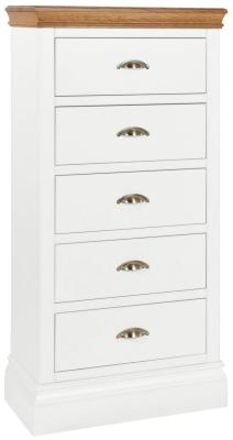 Versailles White Painted 5 Drawer Wellington Chest