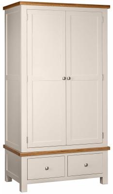 Lundy Cobblestone Grey Painted 2 Door Combi Wardrobe