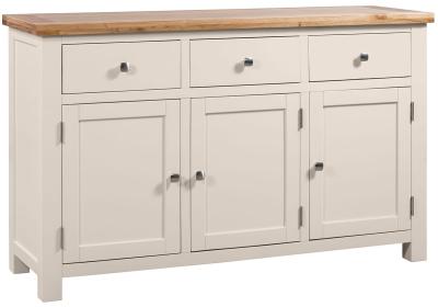 Lundy Cobblestone Grey Painted 3 Door Large Sideboard