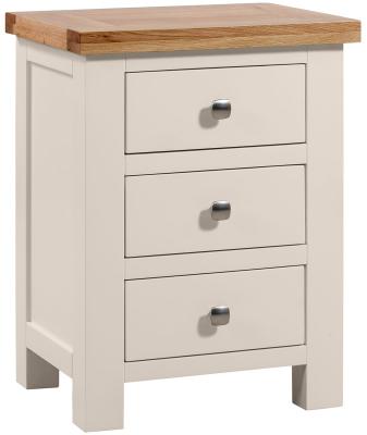 Lundy Cobblestone Grey Painted 3 Drawer Bedside Cabinet