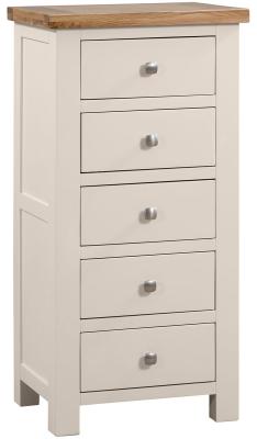 Lundy Cobblestone Grey Painted 5 Drawer Tall Chest