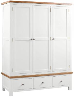 Product photograph of Lundy White Painted 3 Door Triple Wardrobe from Choice Furniture Superstore