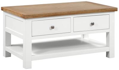 Product photograph of Lundy White Painted 2 Drawer Coffee Table from Choice Furniture Superstore