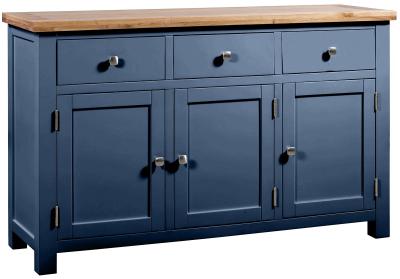 Lundy Electric Blue Painted 3 Door Large Sideboard