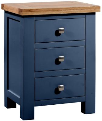 Lundy Electric Blue Painted 3 Drawer Bedside Cabinet
