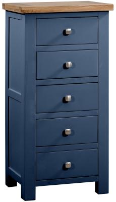 Lundy Electric Blue Painted 5 Drawer Tall Chest