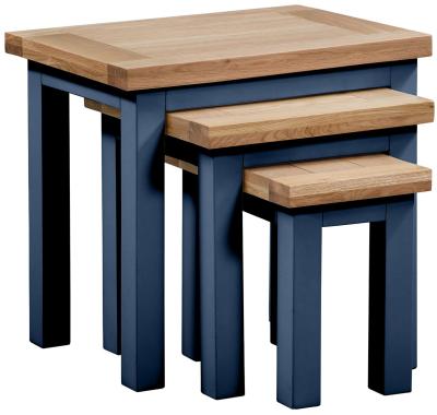 Product photograph of Lundy Electric Blue Painted Nest Of 3 Tables from Choice Furniture Superstore