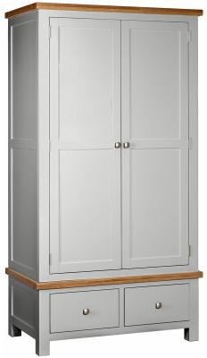 Lundy Moon Grey Painted 2 Door Combi Wardrobe