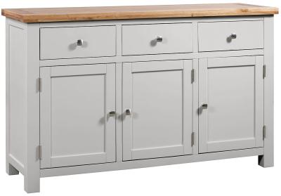 Lundy Moon Grey Painted 3 Door Large Sideboard