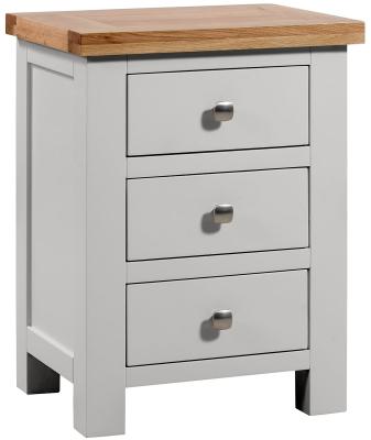 Lundy Moon Grey Painted 3 Drawer Bedside Cabinet