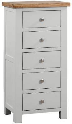 Lundy Moon Grey Painted 5 Drawer Tall Chest