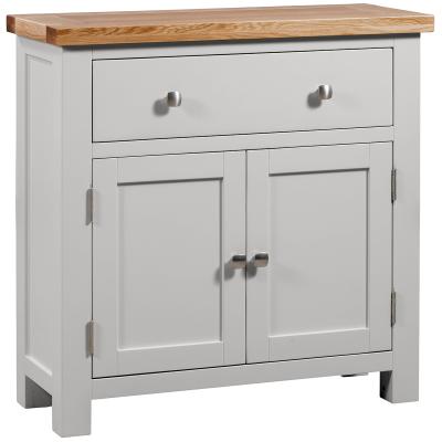 Product photograph of Lundy Moon Grey Painted 2 Door Compact Sideboard from Choice Furniture Superstore