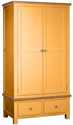 Lundy Orange Mustard Painted 2 Door Combi Wardrobe