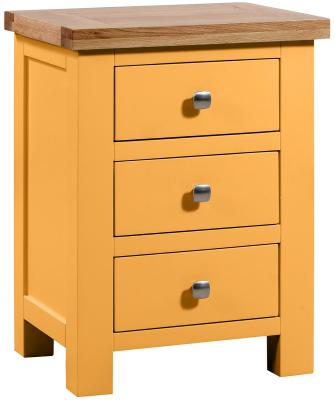 Lundy Orange Mustard Painted 3 Drawer Bedside Cabinet