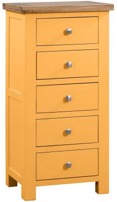 Lundy Orange Mustard Painted 5 Drawer Tall Chest