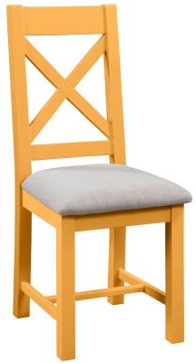 Lundy Orange Mustard Painted Crossback Dining Chair Sold In Pairs