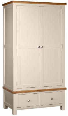 Lundy Old Lace Painted 2 Door Combi Wardrobe