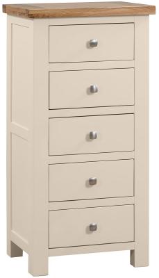 Product photograph of Lundy Old Lace Painted 5 Drawer Tall Chest from Choice Furniture Superstore