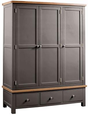 Product photograph of Lundy Warm Grey Painted 3 Door Triple Wardrobe from Choice Furniture Superstore