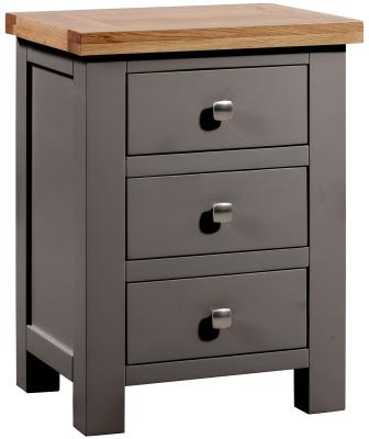 Product photograph of Lundy Warm Grey Painted 3 Drawer Bedside Cabinet from Choice Furniture Superstore