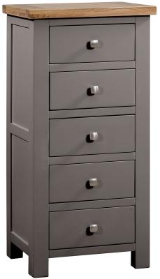 Lundy Warm Grey Painted 5 Drawer Tall Chest