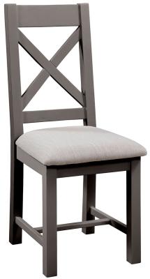 Lundy Warm Grey Painted Crossback Dining Chair Sold In Pairs